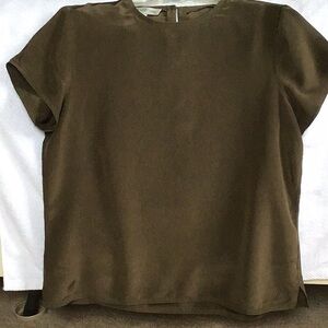 Jones New York 100% Silk Olive Blouse. Size 10.
